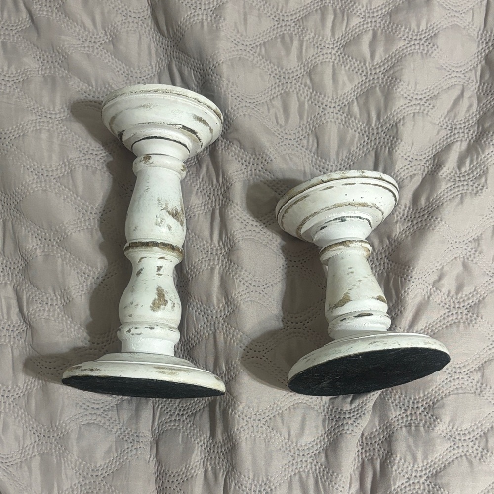 Vintage-Inspired Distressed Candle Holders ( candles can be included if wanted )